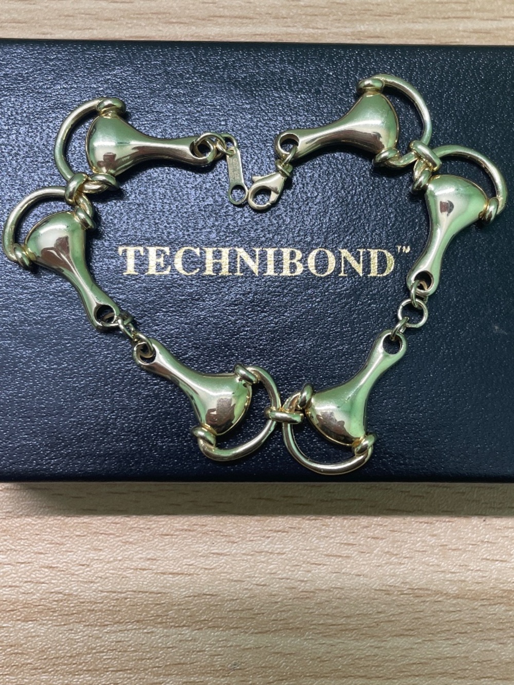 Technibond 14K Gold Over Silver Horsebit Link Equestrian Bracelet 6.5"